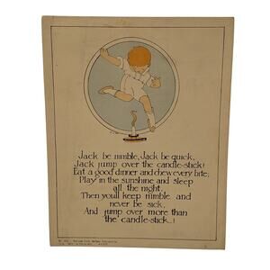 Antique 1921 Nursery Rhyme Art Print Jack Be Nimble